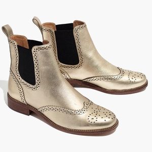 Madewell Ivan brogue Chelsea boot gold, 8.5